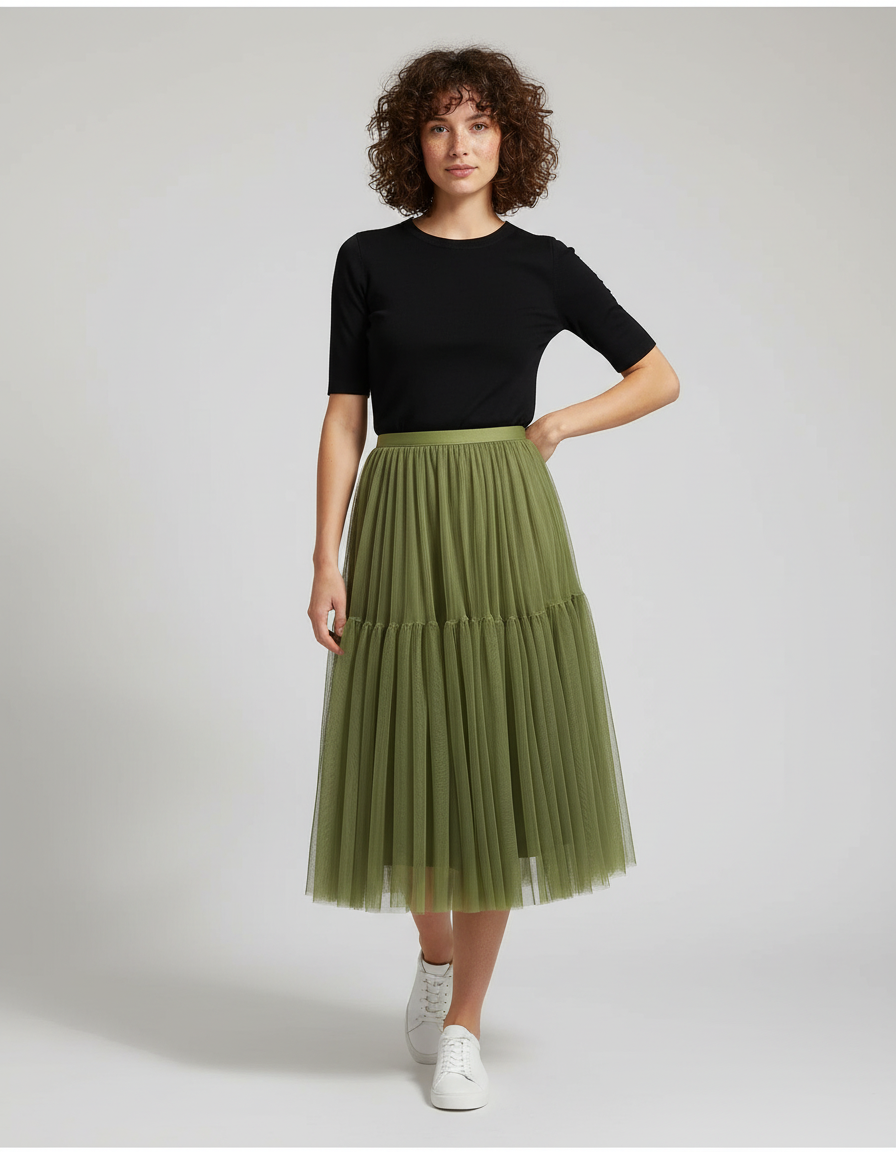 Jupe Longue Tulle Verte