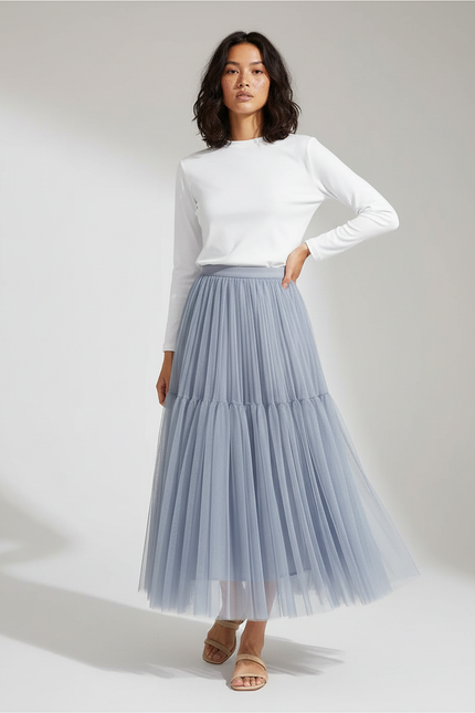 Jupe Longue Plissée Voile
