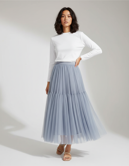 Jupe Longue Plissée Voile