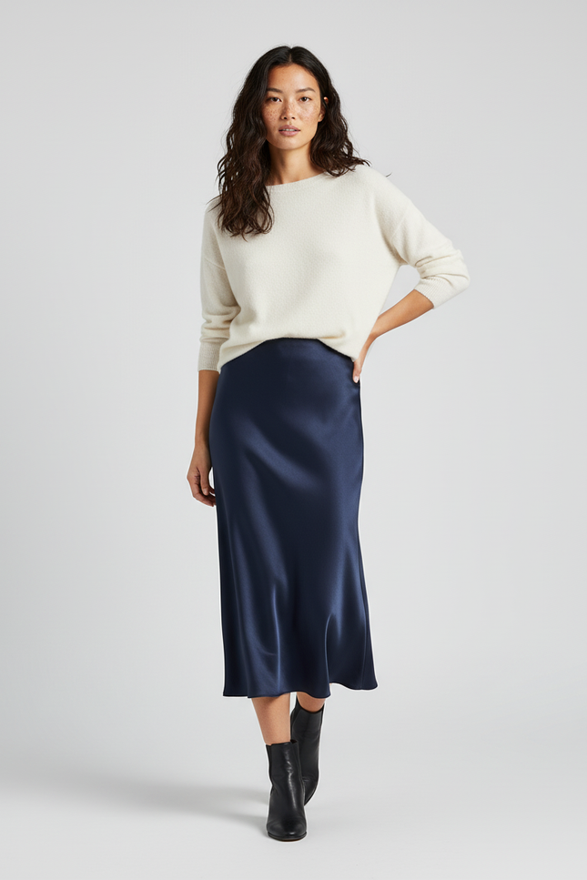 Jupe Longue Marine Femme