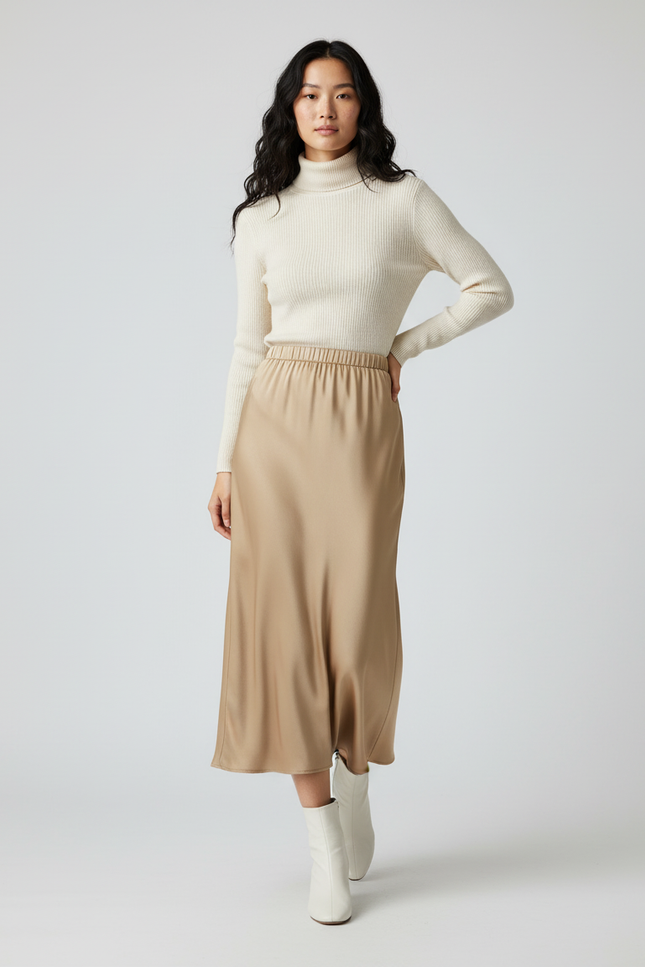 Jupe Longue Camel Femme