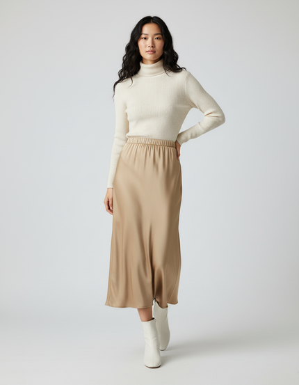 Jupe Longue Camel Femme