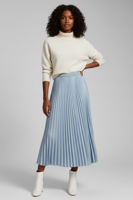 Jupe Plissée Longue Bleu Ciel