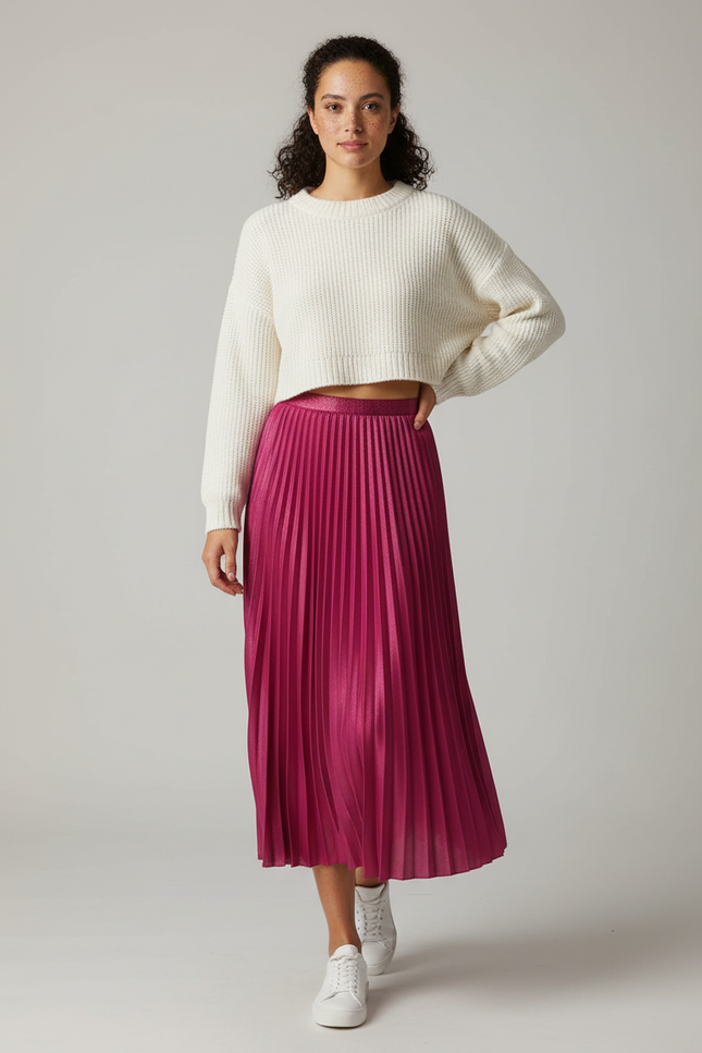 Jupe Longue Plissée Métallisée