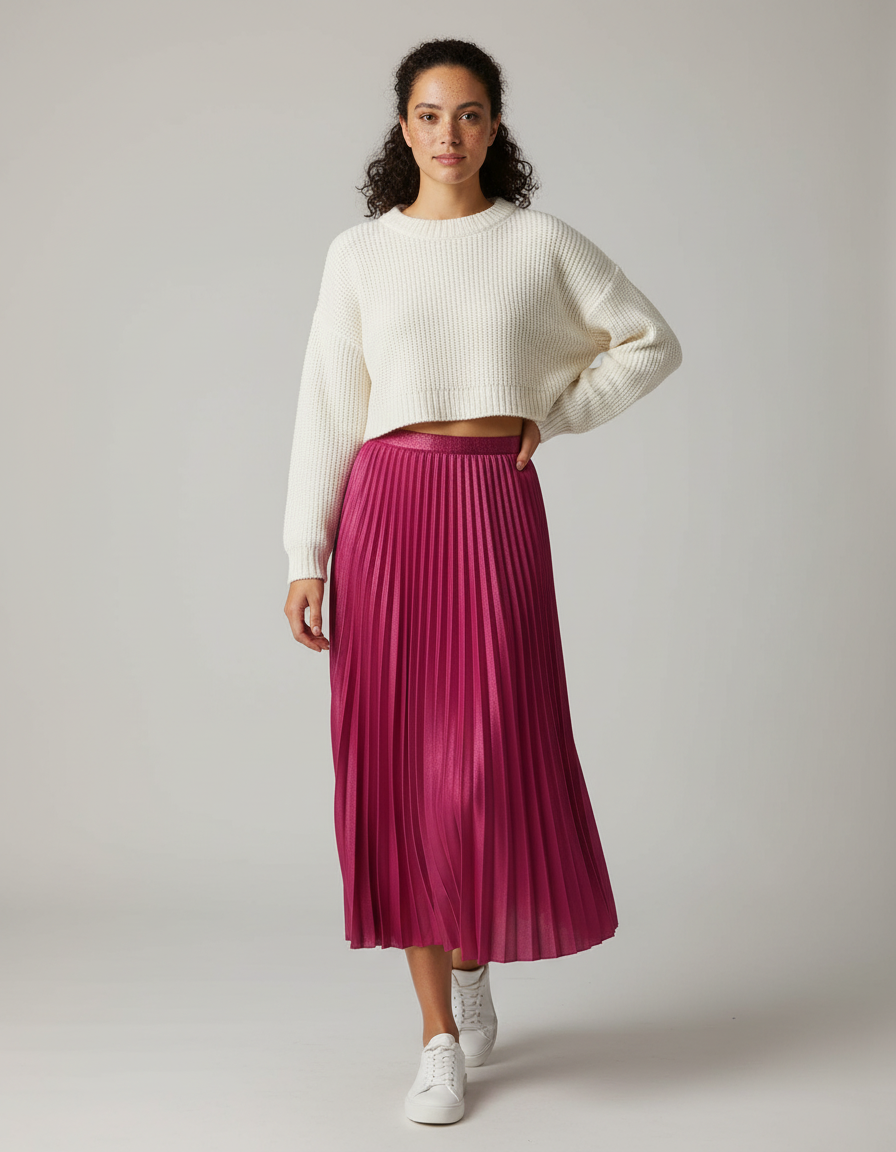 Jupe Longue Plissée Métallisée