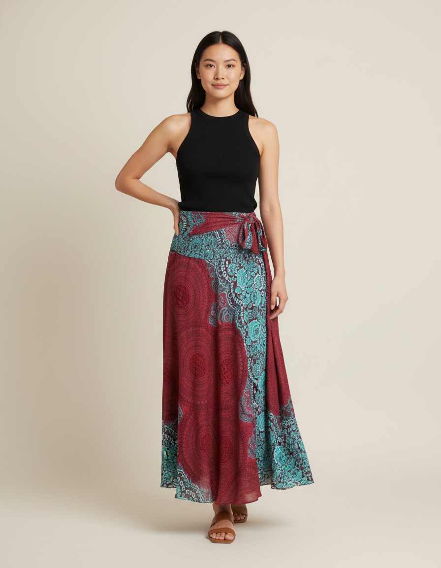 Jupe Longue Portefeuille Bohème