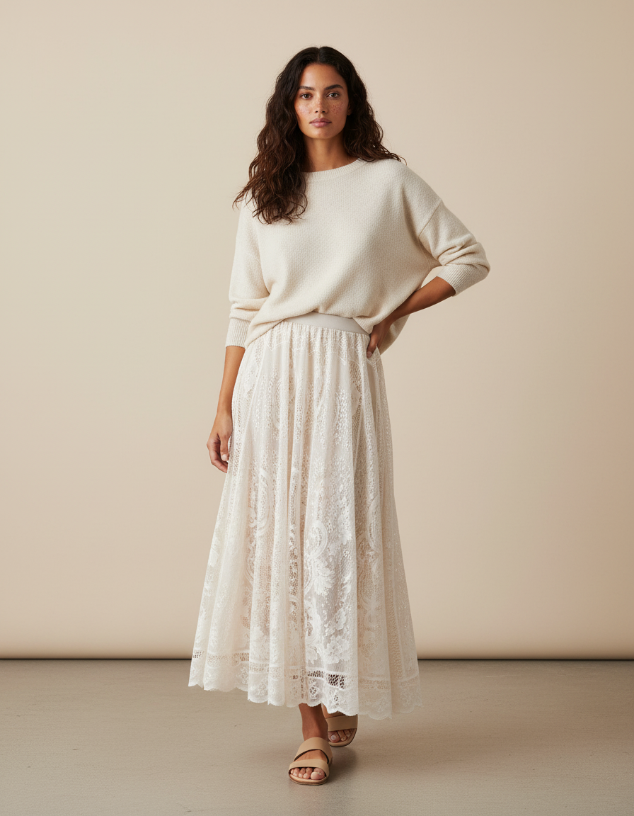 Jupe En Dentelle Longue