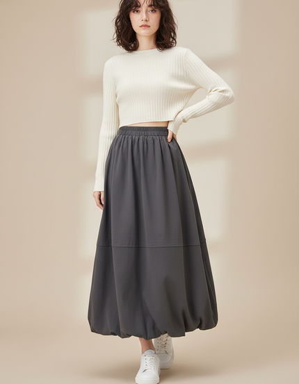 Jupe Longue Grise Coton