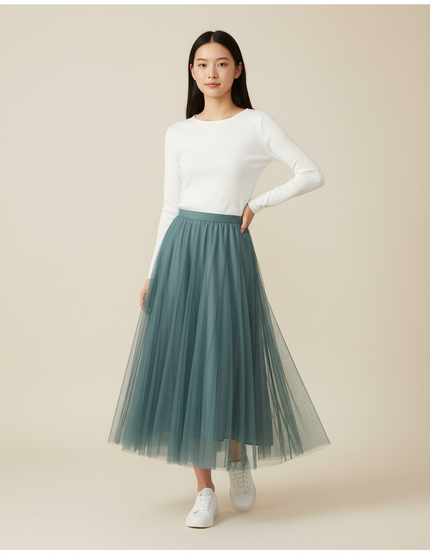 Jupe Longue Tulle Vert D'Eau