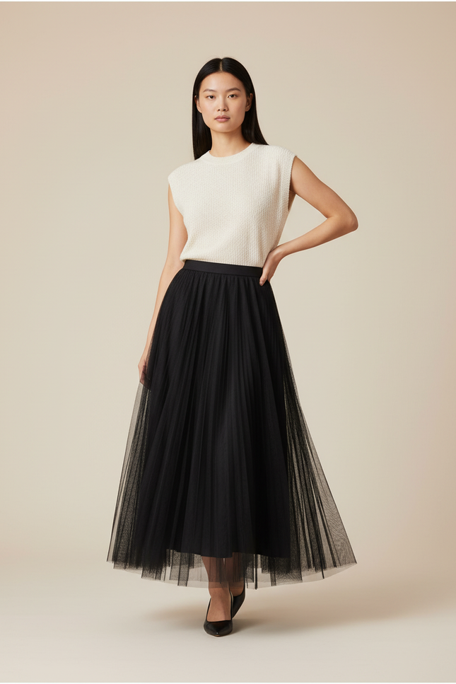 Jupe Longue Avec Voile Transparent