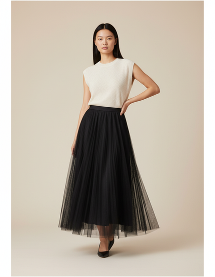 Jupe Longue Avec Voile Transparent