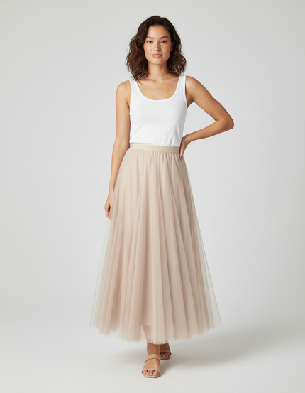 Jupe Longue Tulle Plissée Fluide