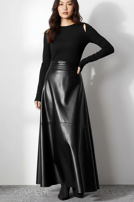 Jupe Longue En Cuir Femme