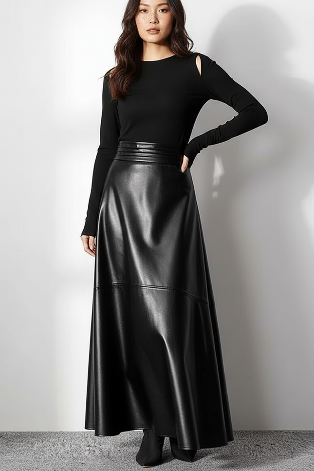 Jupe Longue En Cuir Femme