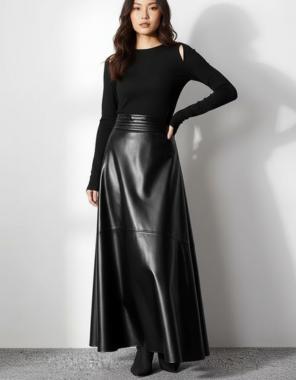 Jupe Longue En Cuir Femme