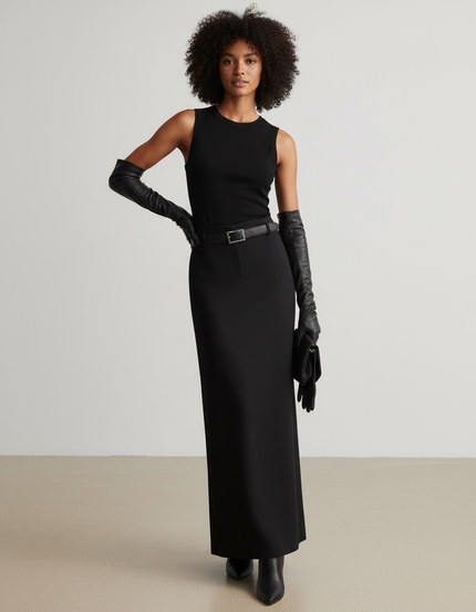 Jupe Noire Droite Longue