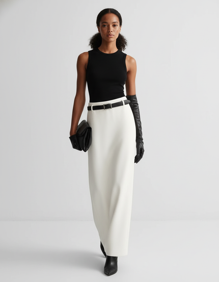 Jupe Longue Crème Droite Élégante