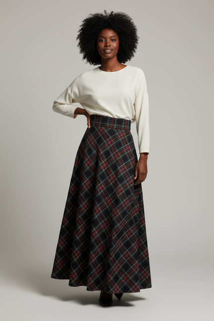 Jupe Longue A Carreaux Rouge
