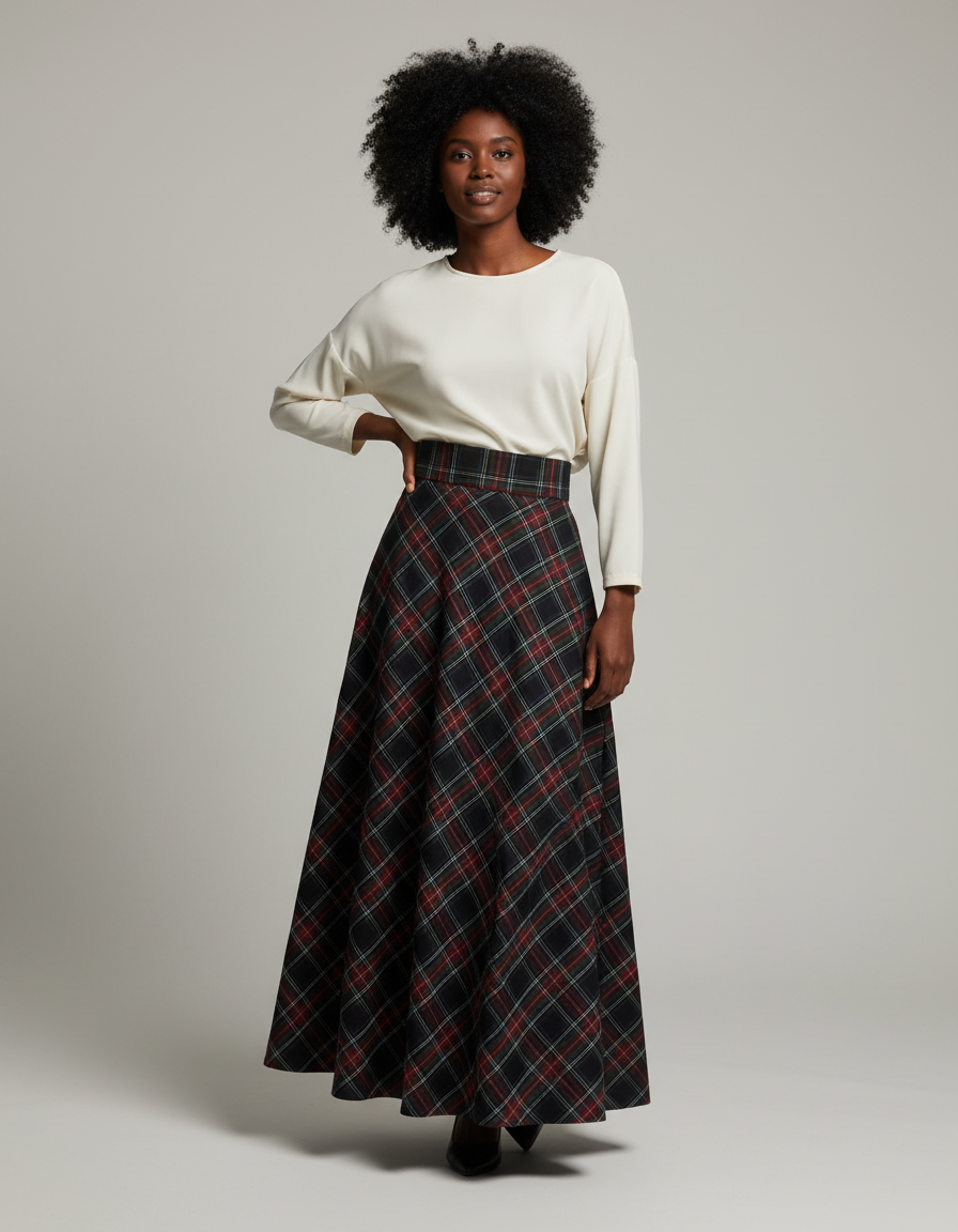 Jupe Longue A Carreaux Rouge