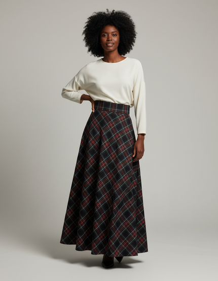 Jupe Longue A Carreaux Rouge