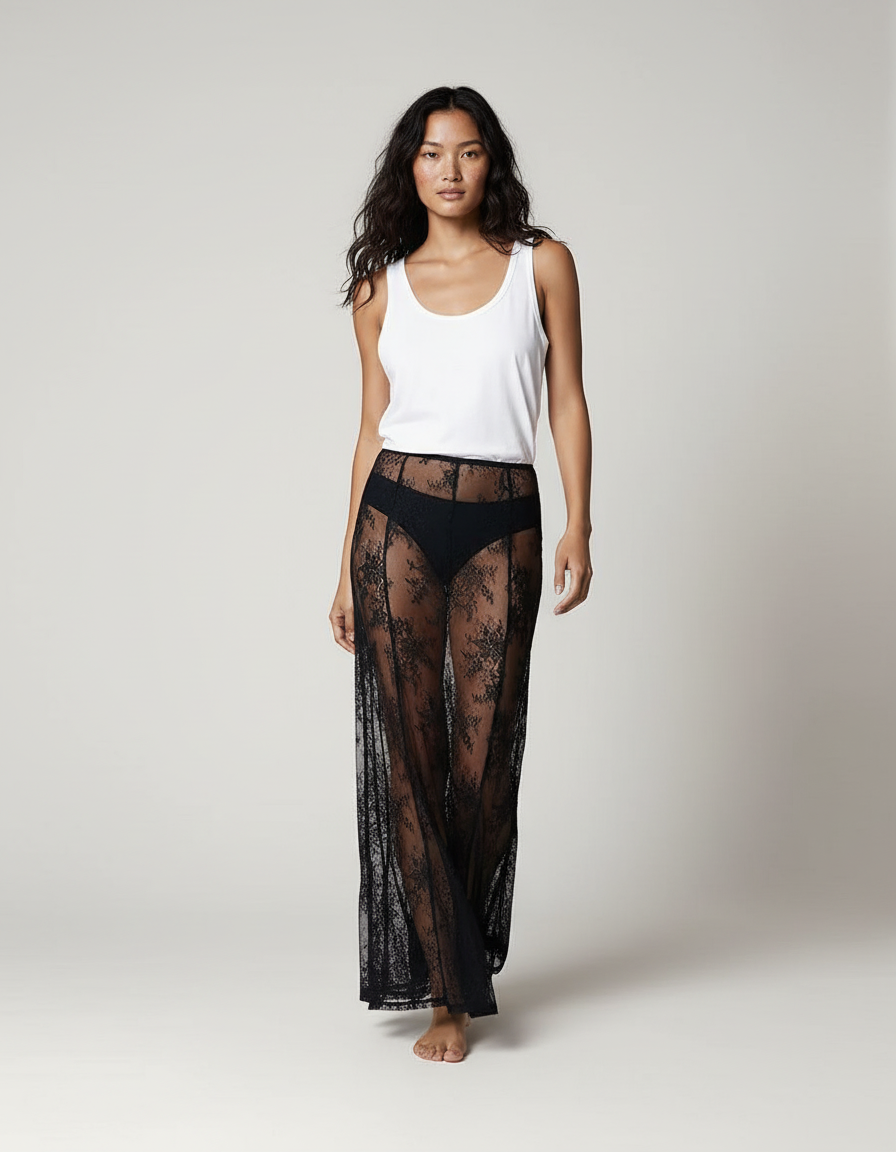 Jupe Longue Transparente Fendue