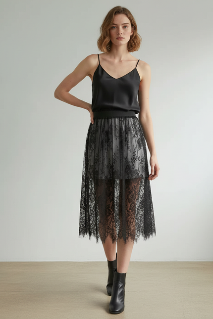 Jupe Noire Voile Longue