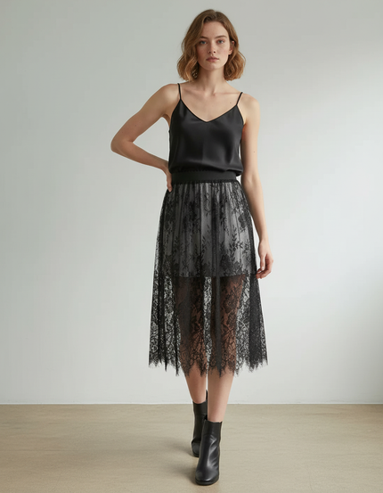 Jupe Noire Voile Longue