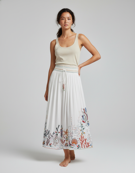 Jupe Longue Brodée Femme