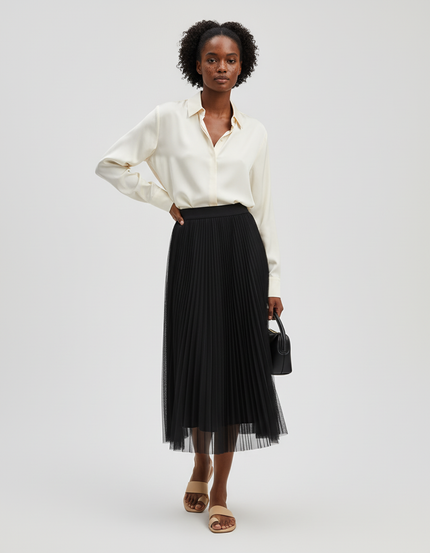 Jupe Longue Noire Plissée Tulle
