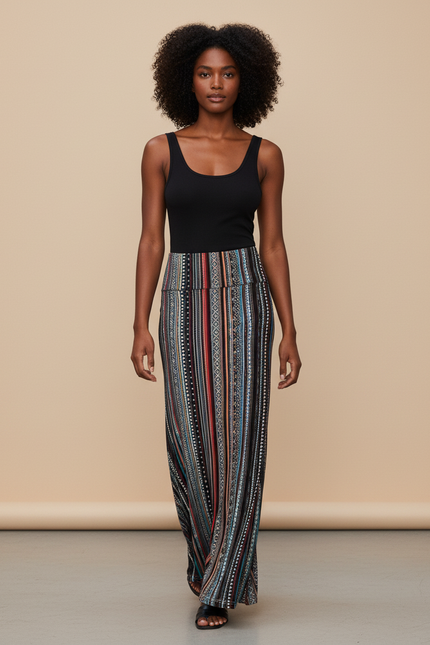 Jupe Longue Motif Geometrique