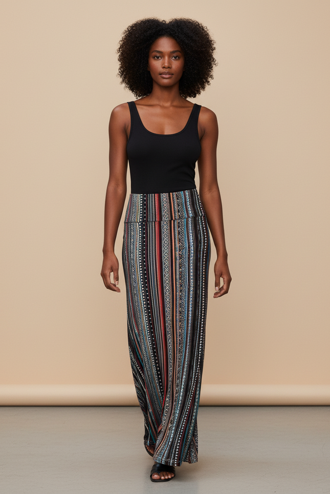 Jupe Longue Motif Geometrique