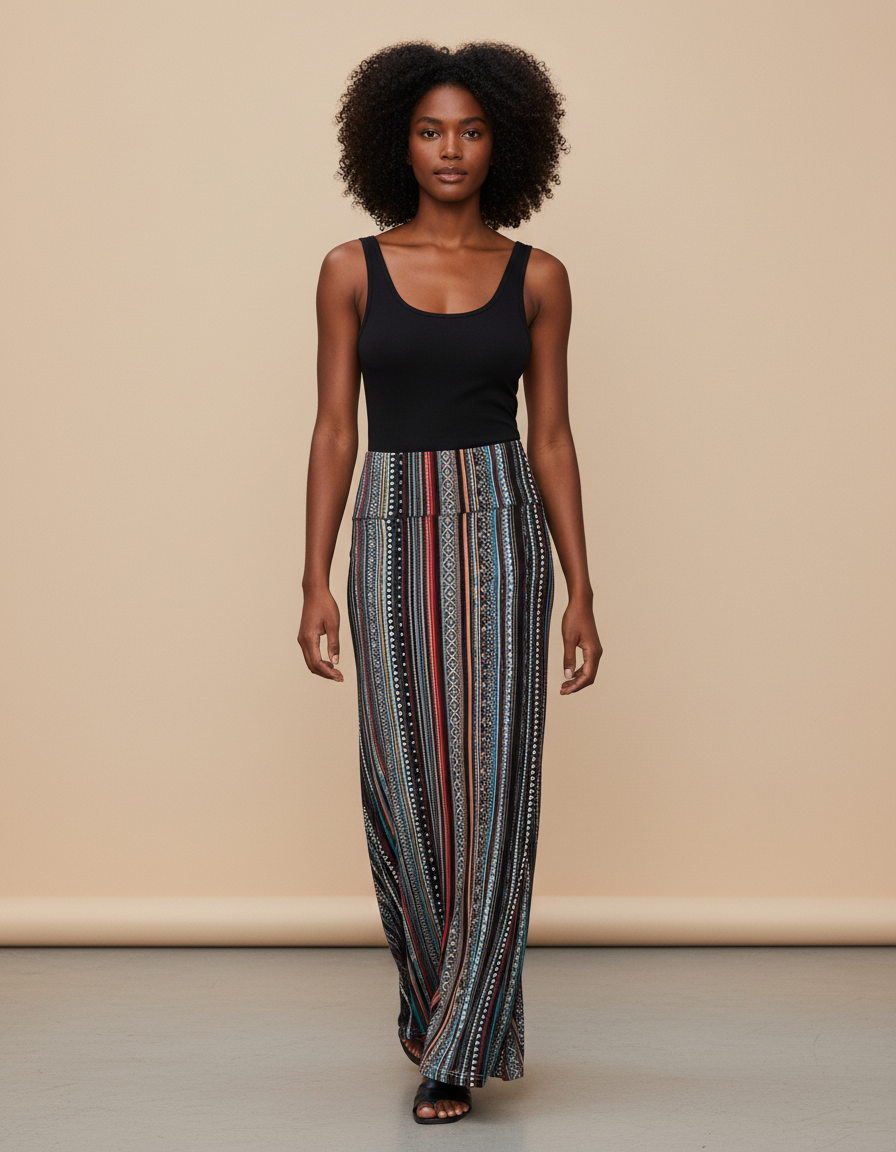 Jupe Longue Motif Geometrique