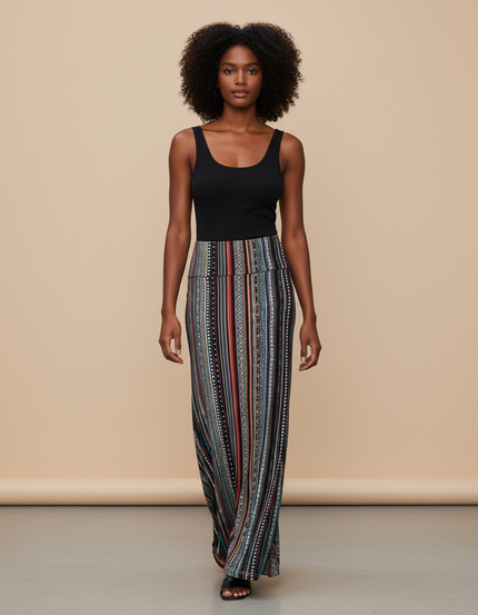 Jupe Longue Motif Geometrique