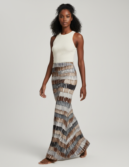 Jupe Longue Imprimée Géométrique Fluide