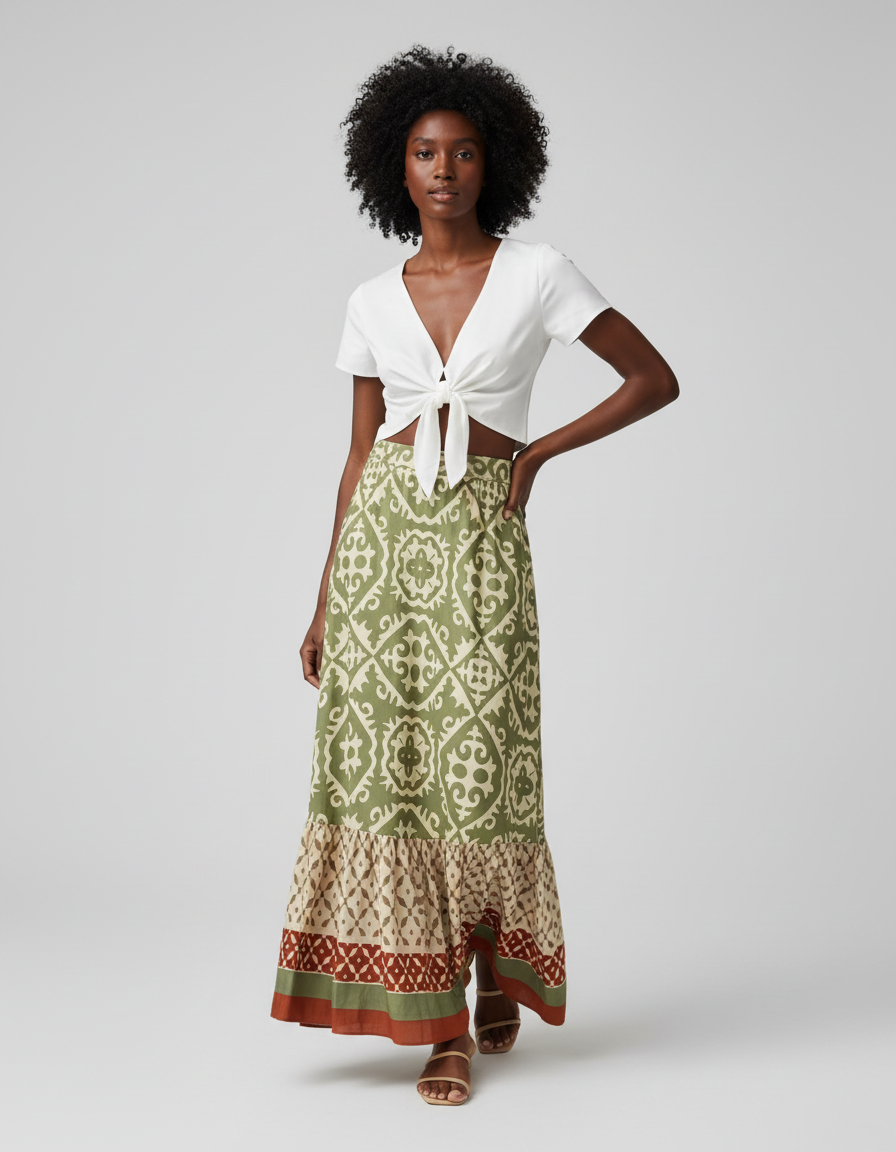 Jupe Longue Boheme Verte