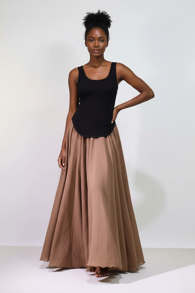 Jupe Longue Taupe Fluide Bohème