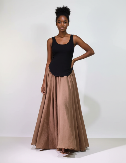Jupe Longue Taupe Fluide Bohème