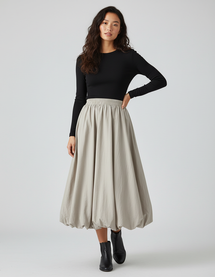 Jupe Longue Beige Lanterne Élégante