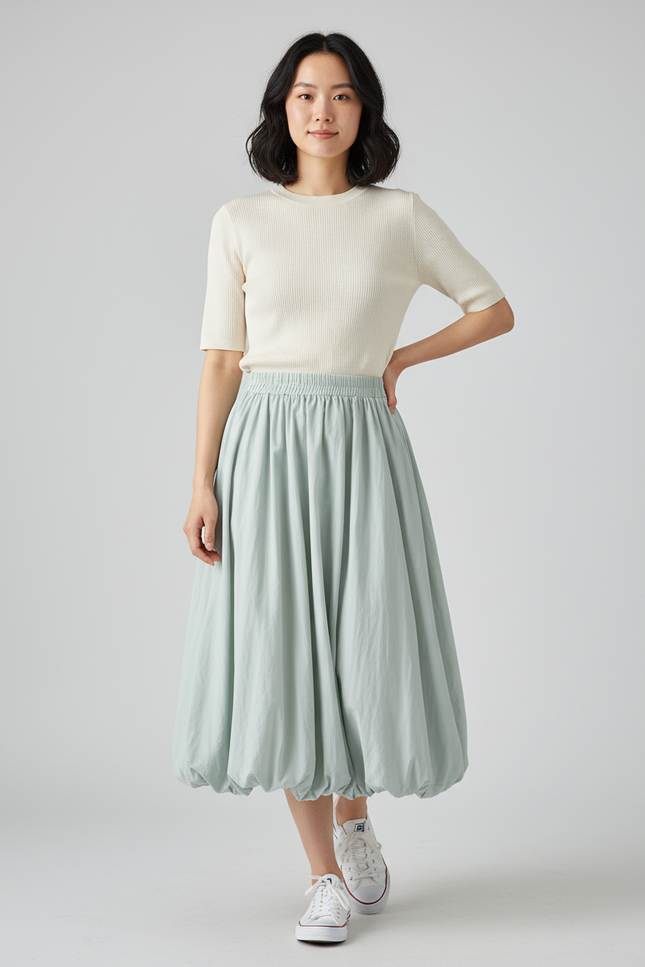 Jupe Longue Vert Menthe Lanterne Élégante