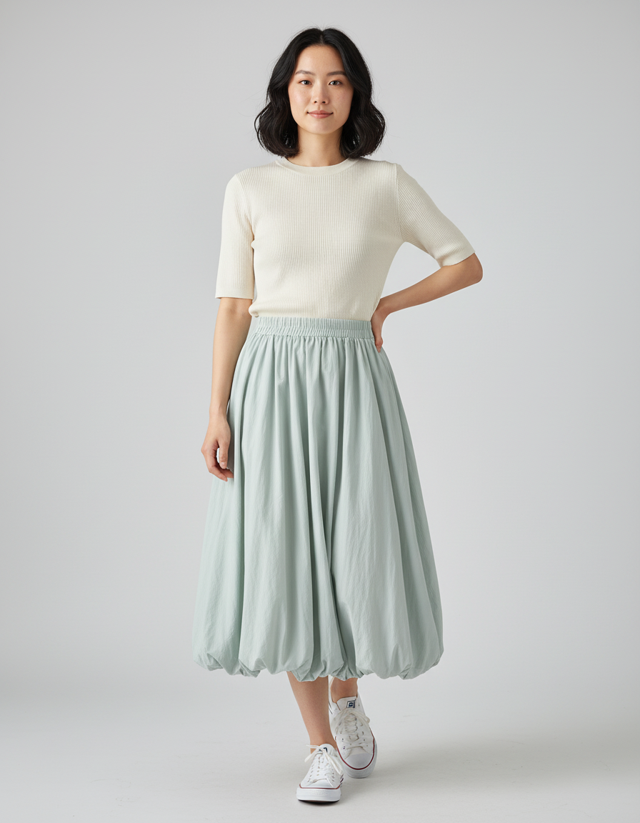 Jupe Longue Vert Menthe Lanterne Élégante
