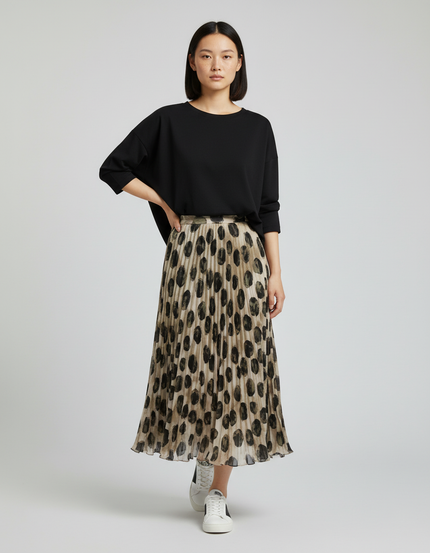 Jupe Longue Plissée À Pois Fluide