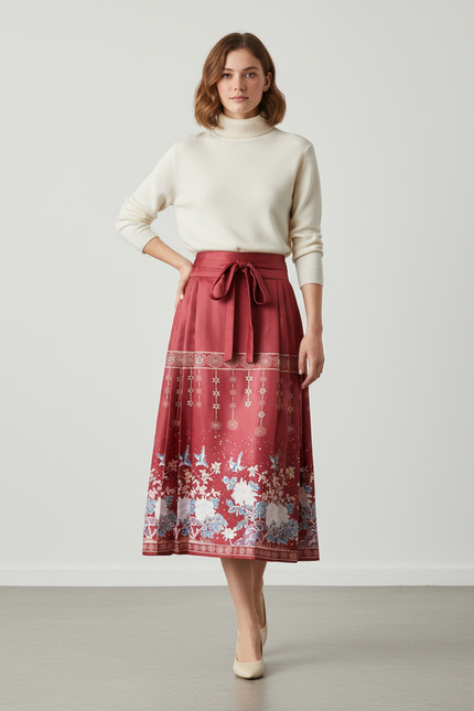 Jupe Longue Fleurie Rose