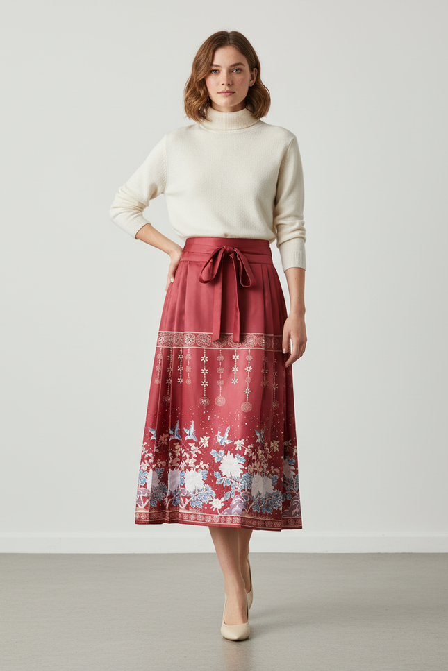 Jupe Longue Fleurie Rose