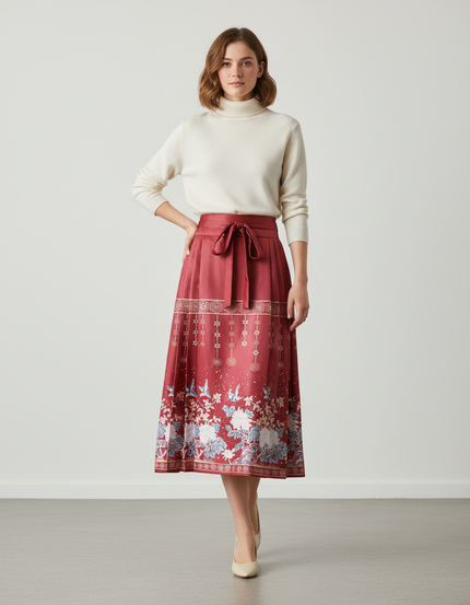 Jupe Longue Fleurie Rose