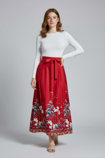 Jupe Longue Rouge Et Blanche