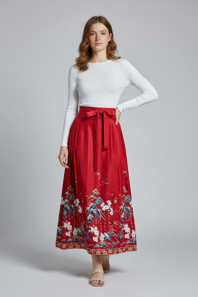 Jupe Longue Rouge Et Blanche