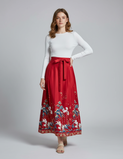 Jupe Longue Rouge Et Blanche