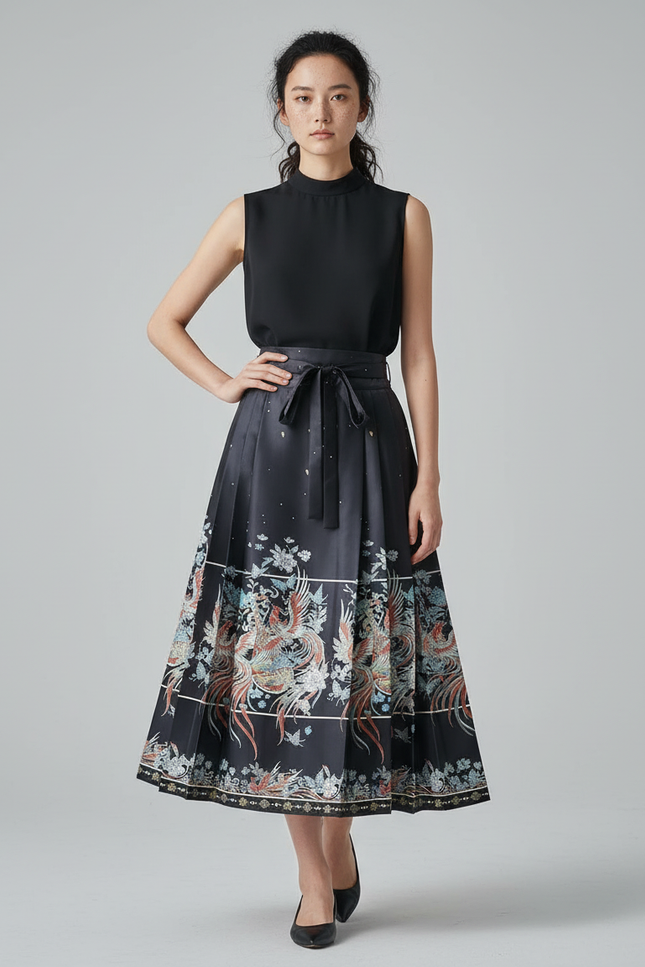 Jupe Longue Plissée Ethnique Élégante