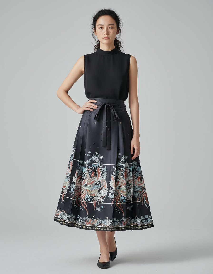 Jupe Longue Plissée Ethnique Élégante