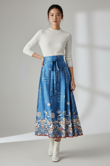 Jupe Longue Bleu Et Blanche